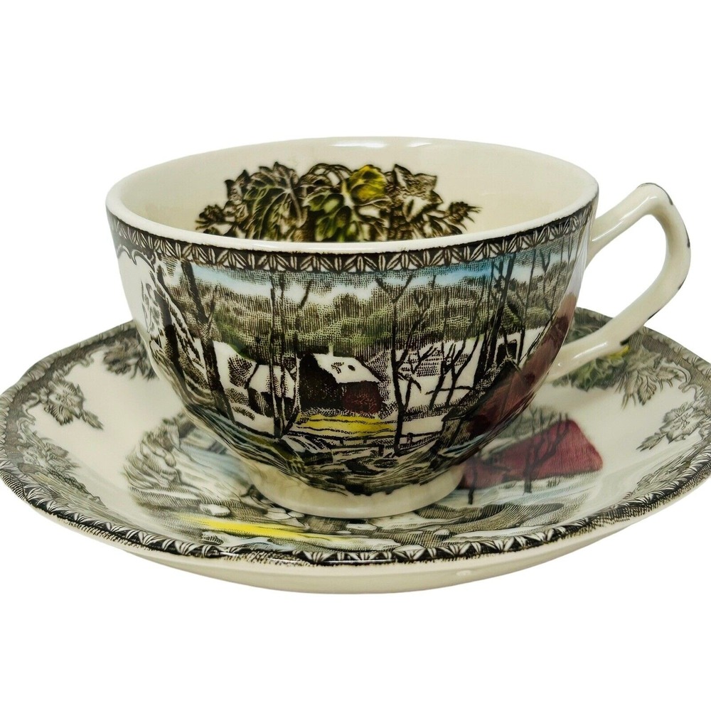 Johnson Brothers Friendly Village Tea Cup & Saucer Ice House Set of 3 (6 pieces)